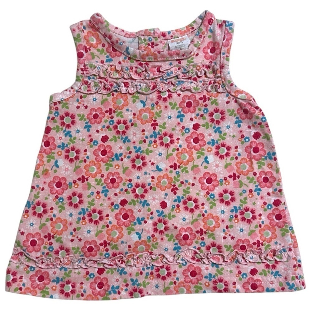 Vintage Fisher Price Pink Floral Baby Sleeveless Dress 6-9 Months